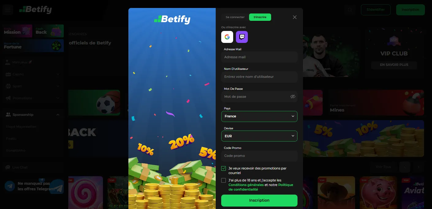 Comment activer votre code promo Betify sans dépôt